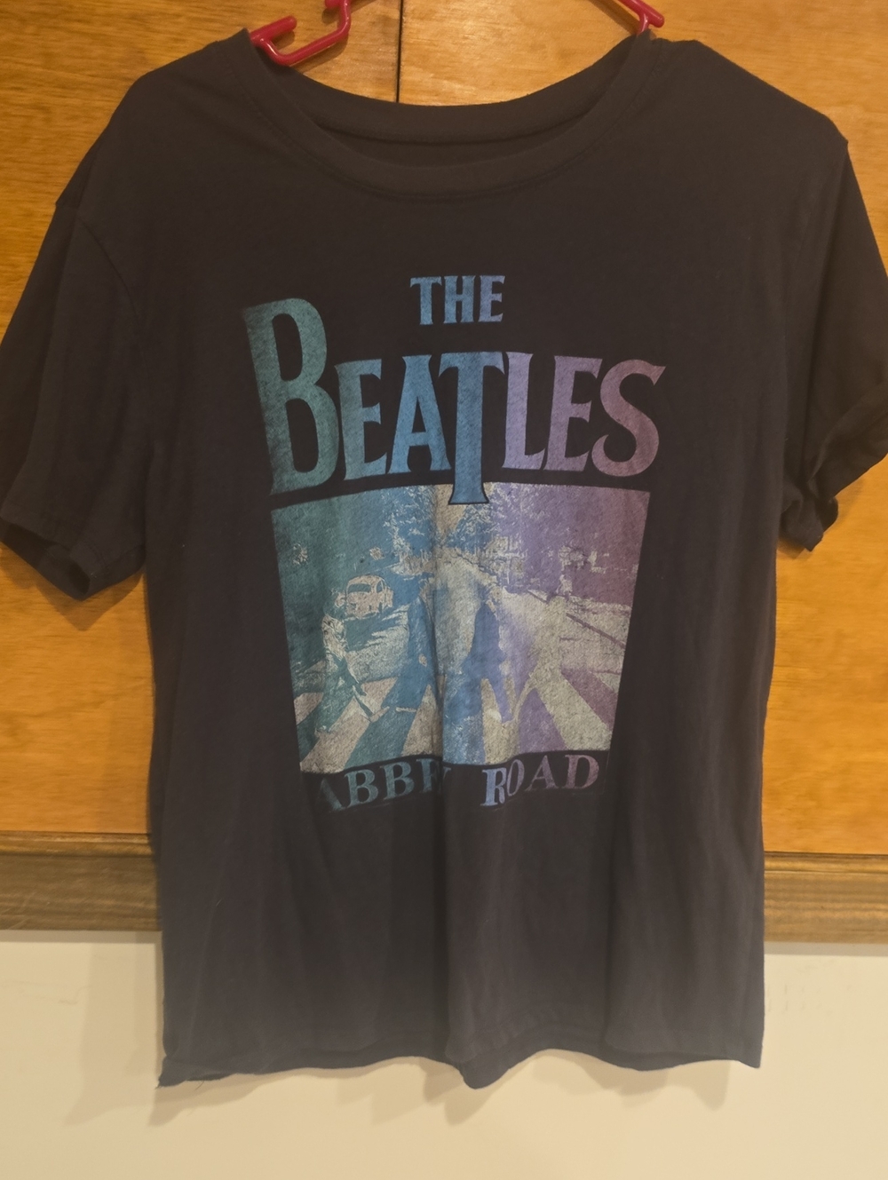 The Beatles Black Shirt Abbey Road Tee with Blue & Purple Graphic